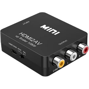 TXY Mini HDMI-Compatible to RCA AV/CVBS Composite Video AV Converter Adapter HDMI2AV for TV VHS VCR DVD (Black)