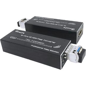 4K HDMI Fiber Extender with SFP Module (LC Port) Mini Fiber Optical Transceiver Over Single Mode Optical Fiber Uncompressed No Losses No Latency Transmitting Video Data Rate up to 10.3Gbps