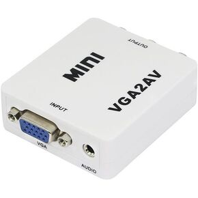 VGA to AV RCA Composite Converter Adapter Box with Audio PC to TV