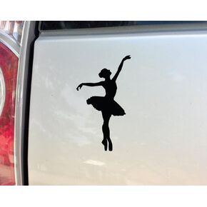 Ballet Dancer Vinyl Decal Laptop Car Truck Bumper Window Sticker, 6" x 3.5", Black