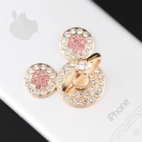 Universal 360 Degree Rotating Finger Ring Stand Holder for Cell Phone or Tablet - Crystal Rhinestone Pink Mouse in Saudi Arabia