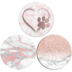 Collapsible Phone Bracket 360°Rotary Grips for Phones & Tablets(4 Pack) - White Heart Rose Gold Geometric Rose Gold Marble