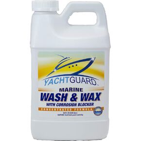Marine Wash N Wax - Soap and Wax Concentrate Boat Cleaner for Wet and Dry Vehicles, Detail Spray Safe Enough for All Boat Parts and Multi Surfaces, Biodegradable (64 Oz Bottle)