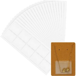 Honbay 200PCS Self-Adhesive Necklace Chain Pouch Clear Necklace Chain Holder Jewelry Bags Pockets for Holding Loose Chain Jewelry Supplies