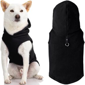 Gooby Fleece Vest Hoodie Dog Sweater - Black, X-Small - Warm Pullover Dog Hoodie with O-Ring Leash - Winter Hooded Small Dog Sweater - Dog Clothes for Small Dogs Boy or Girl, and Medium Dogs