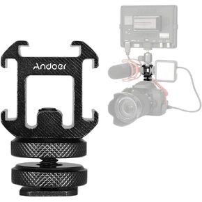 Andoer Aluminium Triple Hot Shoe Camera Mount Adapter Triple Shoe Bracket for Light Monitor Micr Audio Recorder Studio Flash Video Camera