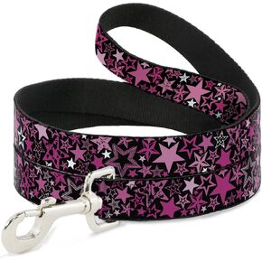 Buckle-Down Pet Leash - Stargazer Black/Pink - 4 Feet Long - 1.5" Wide