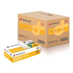 Dealmed Medical Exam Gloves – 100 Count, Cream Color, Medium Latex Exam Gloves, Disposable, Professional Grade Latex Gloves, Multi-Purpose Use Medical Gloves for a First Aid Kit and Medical Facilities