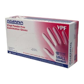 Adenna VPF232 VPF 3.5 مل قفازات امتحان فينيل خالية من البودرة (شفافة، صغيرة) صندوق من 100