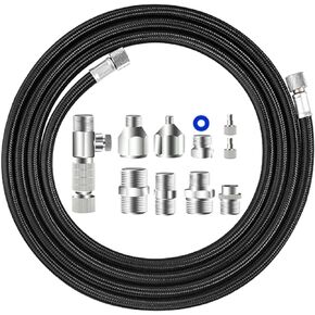 HUBEST 10pcs Airbrush Adapter Set with 1.8M Nylon Braided Airbrush Hose,Airbrush Quick Release Disconnect Couplers(120AK)
