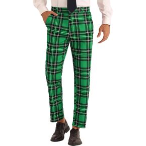 Lars Amadeus Plaid Dress Pants for Men's Slim Fit Straight Leg Formal Tartan Pattern Pants