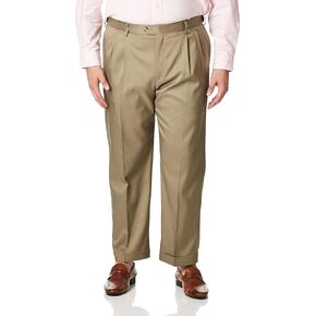 Savane Men's Big & Tall Pleated Stretch Crosshatch Dress Pant