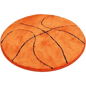 Basketball Rug, Soft and Comfy Sports Themed Round Area Rugs Bedroom Living Room Carpet Kitchen Mat Bath Rugs for Bathroom, Basketball Themed Room Decor for Kids Bedroom Men Cave