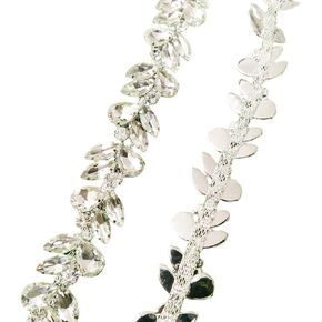 1yard Bling Rhinestone Chain Trim for Bridal Costume,Crystal Trimming DIY Embellishment,Crystal Applique (Clear)