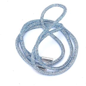 Crystal Rhinestone Shiny Glitter Rope Chain String, Craft 6mm Flexible Rhinestone Rope, Crystal Rhinestone Tube Trim, Crystal Hoodies Drawstring Rhinestone Cord Trim (Blue)