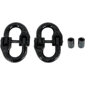 2PCS 1/2" Coupling Link Grade 80 Tow Hitch Safety Chain Hammer Lock for Truck Black