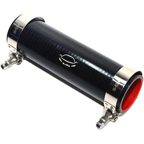 LTI Universal 8" (203mm) Length 4-Ply Reinforced High Performance (51mm) 2" ID Straight Silicone Hose Coupler With T Bolt Clamp 304 Stainless Steel (2" Black)