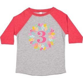 inktastic 3rd Birthday Flower Wreath 3 Year Old Girl Toddler T-Shirt