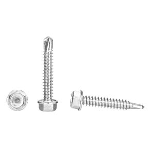 100PCS Stainless Steel #10x1-1/4" Hex Washer Head Self Drilling Screws, Self Tapping Sheet Metal Tek Screws