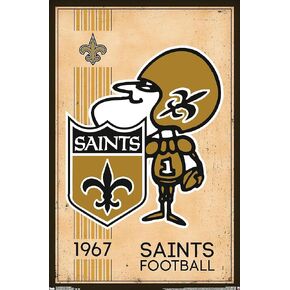 Trends International NFL New Orleans Saints - Retro Logo 14 Wall Poster, 22.375" x 34", Gold Framed Version