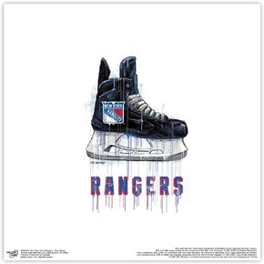 Trends International Gallery Pops NHL New York Rangers - Drip Skate Wall Art, Black Framed Version, 12" x 12"