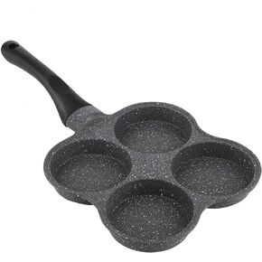 Egg Frying Pan 4 Cups, Non-stick Egg Cooker Omelette Pan Aluminium Alloy Pancake Pan Waffle Maker with Heat Resistance Handle for Breakfast Sandwiches Pancake Burger for Electric Ceramic Cooktop