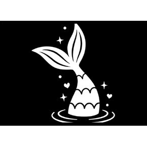 Mermaid Tail & Water Vinyl Decal | White | Made in USA by Foxtail Decals | for Car Windows, Tablets, Laptops, Water Bottles, etc. | 3.6 x 4.5 inch