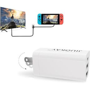 Switch Dock Charger Adapter 45W Charger Dock for Switch OLED, HDMI AC Adapter with 4K@60Hz HDMI/3.94FT Cable, Portable Dock Adapter with USB C 3.1 Power Supply Dock for Swtich OLED, White