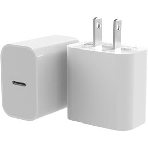 شاحن حائط USB C إلى C بقدرة 20 وات، عبوتان - متوافق مع iPhone 11/12/13/14/15/Pro Max، XS/XR/X، i-pad Pro، Samsung Galaxy Phone أبيض in Kuwait