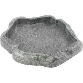 Dule Reptile Rock Food and Water Dish Feeder Bowl for Tortoise Lizard Replacement Plies (S 6.2x23.5cm)