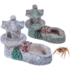 2 Pack Tarantula Water Bowl Small Resin Landscaping for Tarantula Spider Hermit Crab Scorpion Millipede Small Reptile Insect