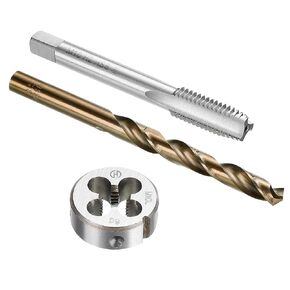 uxcell Tap and Die and Drill Bit Set, M10 x 1.5 Left Hand Thread Milling Tap and Round Die, 8.5mm Cobalt High Speed Steel Twist Drill Bit