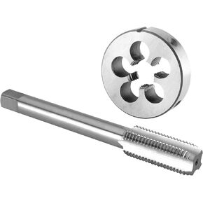 Burkit 5/8"-11 UNC Tap and Die Set Left Hand, 5/8 x 11 UNC Machine Thread Tap and Round Die