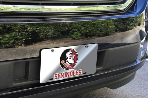 Elite Fan Shop NCAA Mirrored Acrylic License Plate Silver in Saudi Arabia
