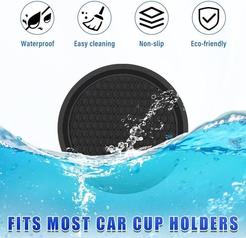 Ziciner Car Cleaning Gel, Auto Detailing Tools Cleaner with 2 PCS 2.8'' Cup Holder Coasters, Dust Cleaning Slime Putty for Dash Board, Air Vent, PC Keyboard, Car Accessories (Black) in Saudi Arabia