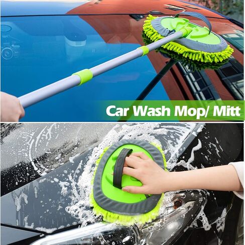 مجموعة فرش غسيل السيارات من كونليويل بمقبض طويل من سبائك الألومنيوم مقاس 45 بوصة، أدوات غسيل السيارة، قفاز ممسحة غسيل السيارات، مجموعة قفازات من ألياف الشانيل الدقيقة، مجموعة غسيل تنظيف السيارة، ممسحة النوافذ، فرشاة العجلات، قماش التنظيف in Kuwait