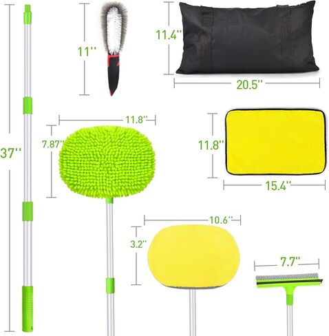 مجموعة فرش غسيل السيارات من كونليويل بمقبض طويل من سبائك الألومنيوم مقاس 45 بوصة، أدوات غسيل السيارة، قفاز ممسحة غسيل السيارات، مجموعة قفازات من ألياف الشانيل الدقيقة، مجموعة غسيل تنظيف السيارة، ممسحة النوافذ، فرشاة العجلات، قماش التنظيف in Kuwait