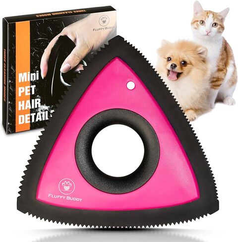 مثلث صغير لإزالة شعر الحيوانات الأليفة - رائع للفراش والأريكة والتفاصيل الداخلية للسيارة والمنزل والأثاث أداة فرشاة إزالة الوبر الاحترافية القابلة لإعادة الاستخدام للقطط والكلاب (وردي) in Kuwait