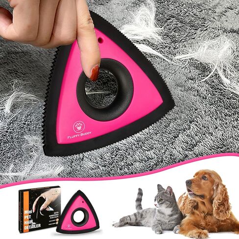 مثلث صغير لإزالة شعر الحيوانات الأليفة - رائع للفراش والأريكة والتفاصيل الداخلية للسيارة والمنزل والأثاث أداة فرشاة إزالة الوبر الاحترافية القابلة لإعادة الاستخدام للقطط والكلاب (وردي) in Kuwait
