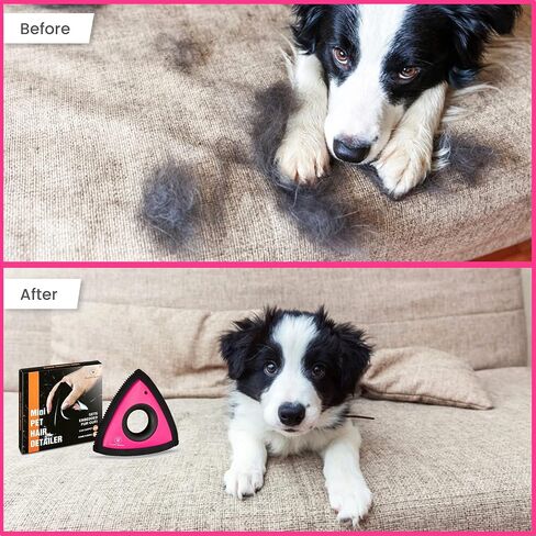 مثلث صغير لإزالة شعر الحيوانات الأليفة - رائع للفراش والأريكة والتفاصيل الداخلية للسيارة والمنزل والأثاث أداة فرشاة إزالة الوبر الاحترافية القابلة لإعادة الاستخدام للقطط والكلاب (وردي) in Kuwait