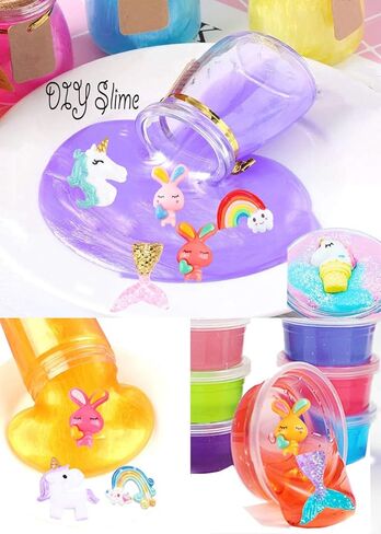 40pcs Flatback Slime Charms Beads Supplies Assorted Unicorn Mermaid Tail Rainbow Animals Rabbit Resin Buttons for DIY Craft Scrapbooking Ornament,Phone case Hair Clip Jewelry Accessory in Kuwait