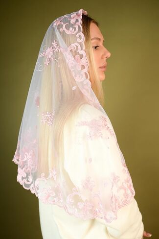 Catholic Mantilla Mass Infinity Veil Church Lace Veil Spanish Chapel Mass Head Covering Veil Long in Saudi Arabia