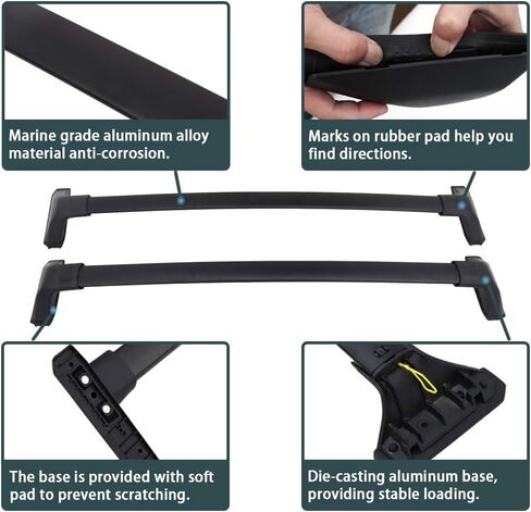 Cross Bars Fit for Toyota Highlander XLE & XSE Limited & Platinum & XSE 2020 2021 2022 2023 2024 Roof Rack Black Cargo Baggage Luggage (Models with Factory Roof Rails) in Saudi Arabia