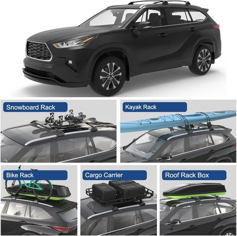 Cross Bars Fit for Toyota Highlander XLE & XSE Limited & Platinum & XSE 2020 2021 2022 2023 2024 Roof Rack Black Cargo Baggage Luggage (Models with Factory Roof Rails) in Saudi Arabia