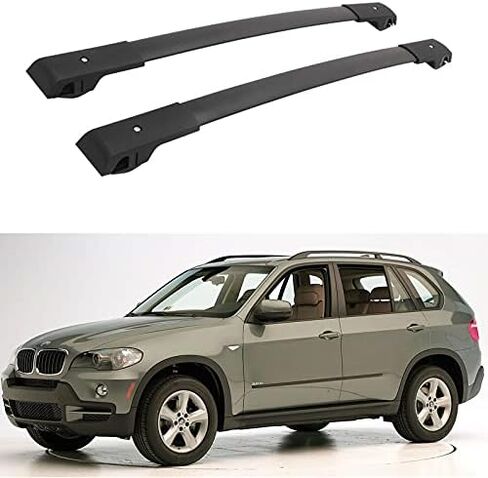 رفوف سقف ذات قضبان متقاطعة سهلة التركيب تناسب 2007-2013 BMW X5 E70، أحضر قوارب الكاياك والتزلج على الجليد والدراجة والزورق مع رف الأمتعة الخاص بنا in Kuwait