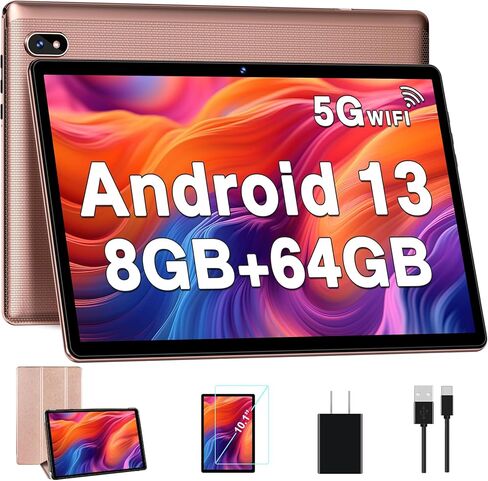 تابلت 10.1 بوصة يعمل بنظام Android 12 Tablet 2023 أحدث وحدة معالجة مركزية ثماني النواة بسرعة 2.0 جيجا هرتز مع ذاكرة وصول عشوائي 8 (4+4) جيجابايت وذاكرة قراءة فقط 64 جيجابايت/512 جيجابايت قابلة للتوسيع، معتمد من جوجل 5G واي فاي، وكاميرا تابلت بدقة 5 ميجابك in Kuwait