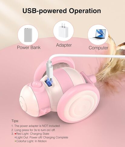 لعبة تفاعلية للقطط الداخلية، لعبة النحلة الأوتوماتيكية للقطط مع ريش وأضواء LED، ألعاب القطط المتحركة القابلة لإعادة الشحن عبر USB ألعاب القطط الكهربائية ذات الاستشعار الذكي، أصفر in Kuwait