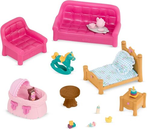 Li’l Woodzeez – Living Room & Nursery Set – 23Pcs Miniature Dollhouse Furnitures & Accessories – Pretend Play – Gift Toy for Kids 3 Years + in Saudi Arabia