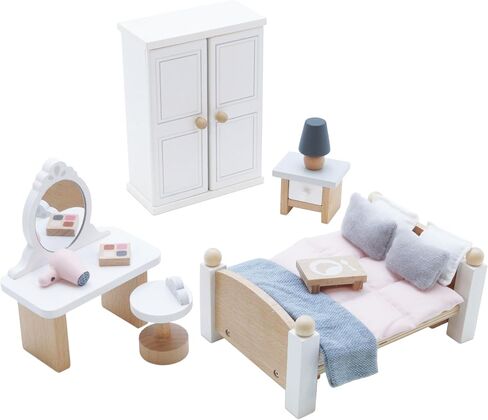 Le Toy Van - Wooden Daisylane Master Bedroom Dolls House | Accessories Play Set For Dolls Houses | Girls and Boys Dolls House Furniture Sets - Suitable For Ages 3+, ME057, Small in Saudi Arabia