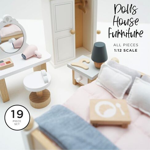 Le Toy Van - Wooden Daisylane Master Bedroom Dolls House | Accessories Play Set For Dolls Houses | Girls and Boys Dolls House Furniture Sets - Suitable For Ages 3+, ME057, Small in Saudi Arabia